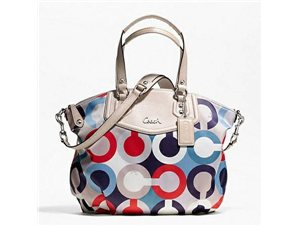 NWT Authentic COACH ASHLEY OP ART SCARF PRINT NORTH-SOUTH SATCHEL $358.00 MSRP